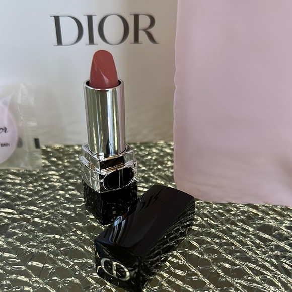 Dior Pink and Silver Cosmetic Bag Soft Puff Finish, Full Lipstick in Rose Feline - Picture 3 of 9
